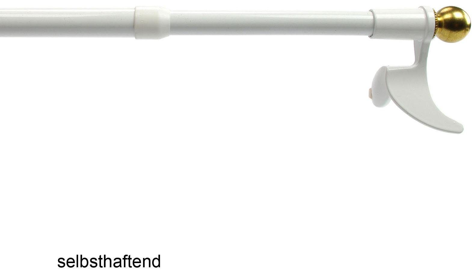 Scheibenstange Exclusiv, Liedeco, Ø 12 mm, 1-läufig, ausziehbar, ohne Bohren, geklemmt weiß/messingfarben