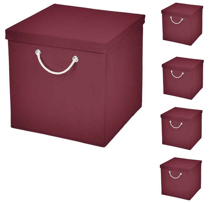 StickandShine Faltbox »5x Faltkiste 30x30x30 cm Aufbewahrungsbox Regalbox in verschiedenen Farben (5 Stück 30x30x30) moderne Faltbox Maritim mit Kordel 30cm«