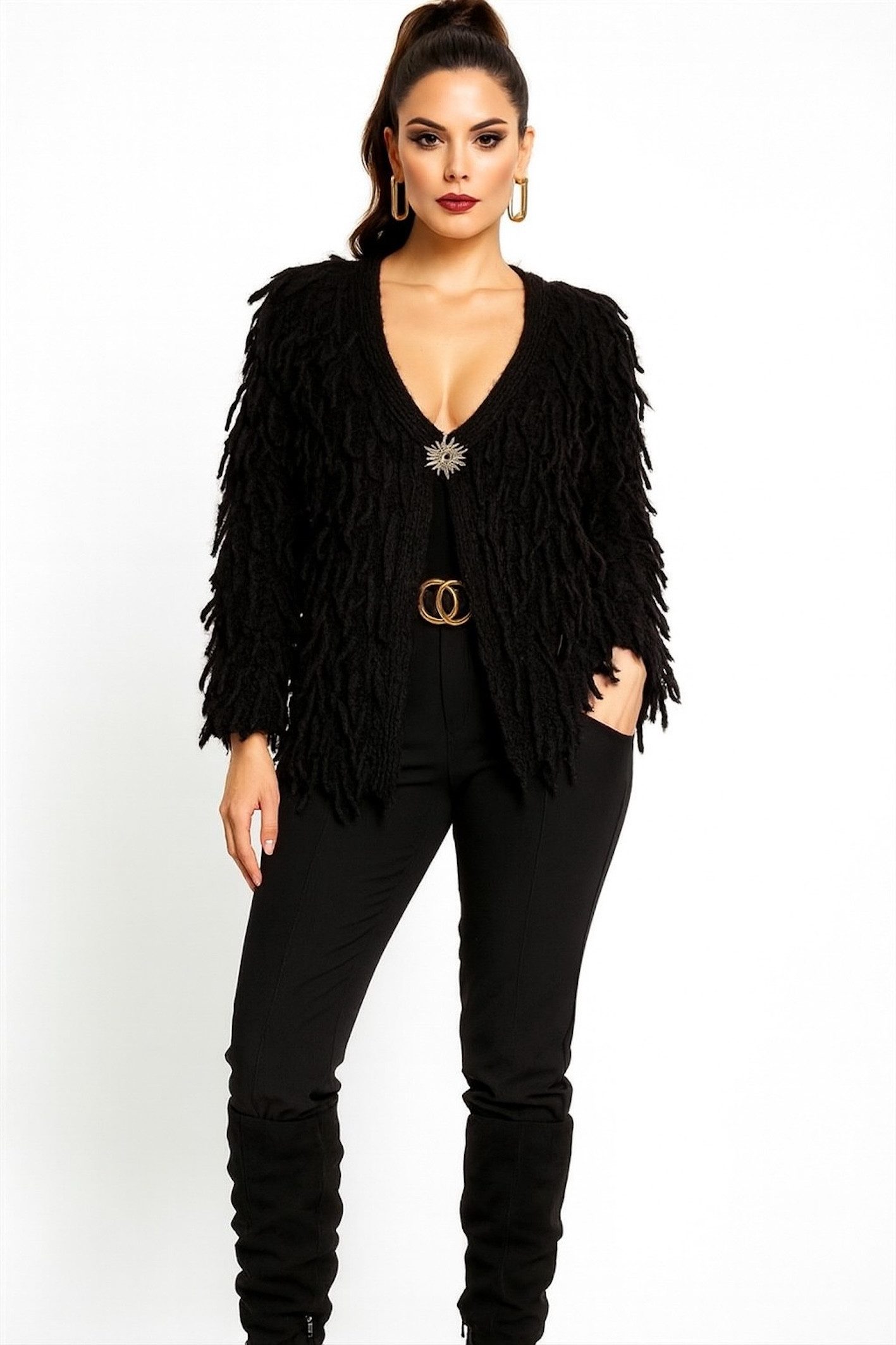 Worldclassca Cardigan WORLDCLASSCA Strickjacke Cardigan Fransen Strickpulll günstig online kaufen