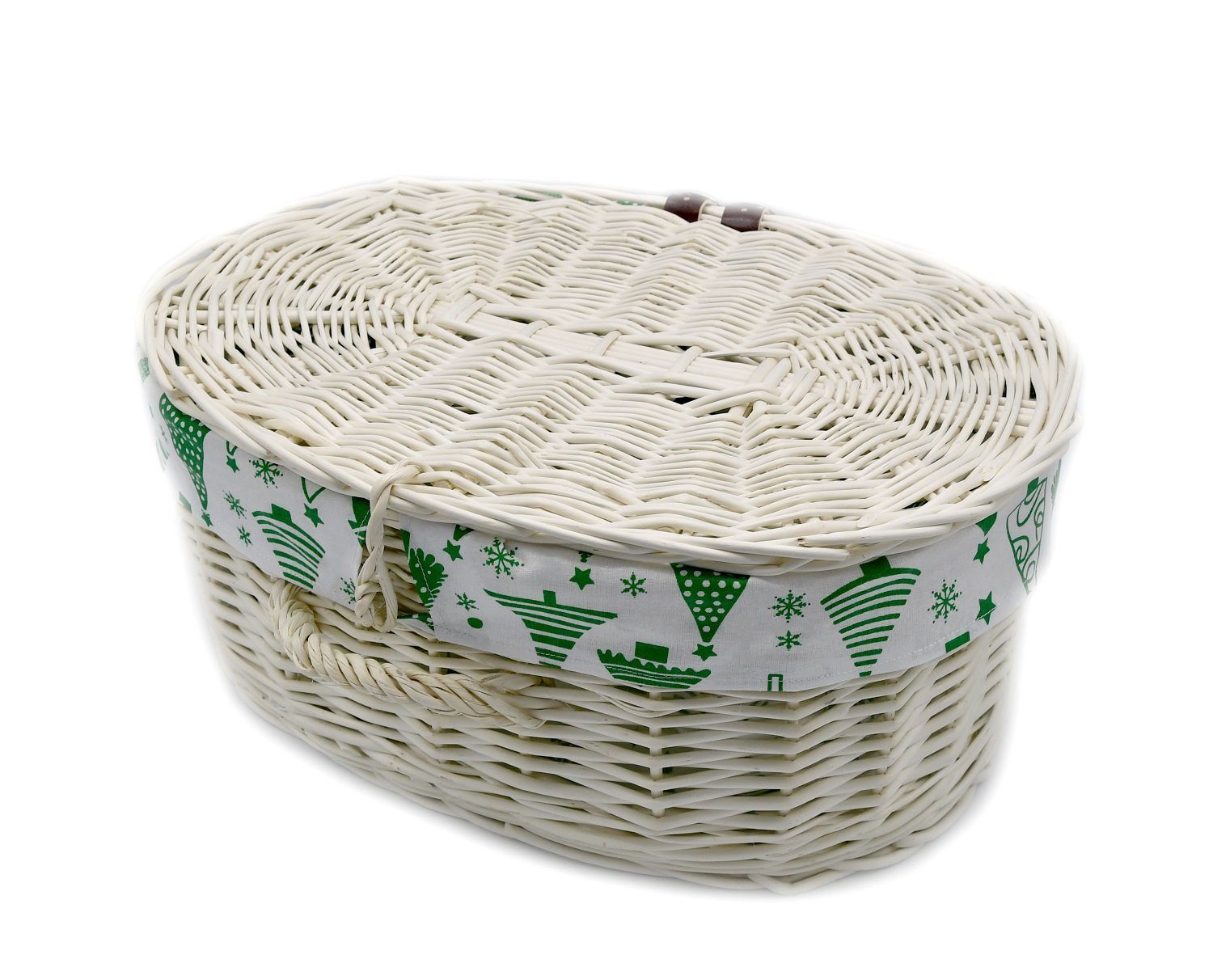 MyBer® Flechtkorb Weidenkoffer Weidenkorb Deko Koffer Korb Box Kiste aus Weide (K12-629-W-SWGR, 1 St., 45cm/32cm/18cm), mit Deckel, mit Griff, mit Stoffeinlage, Handarbeit!