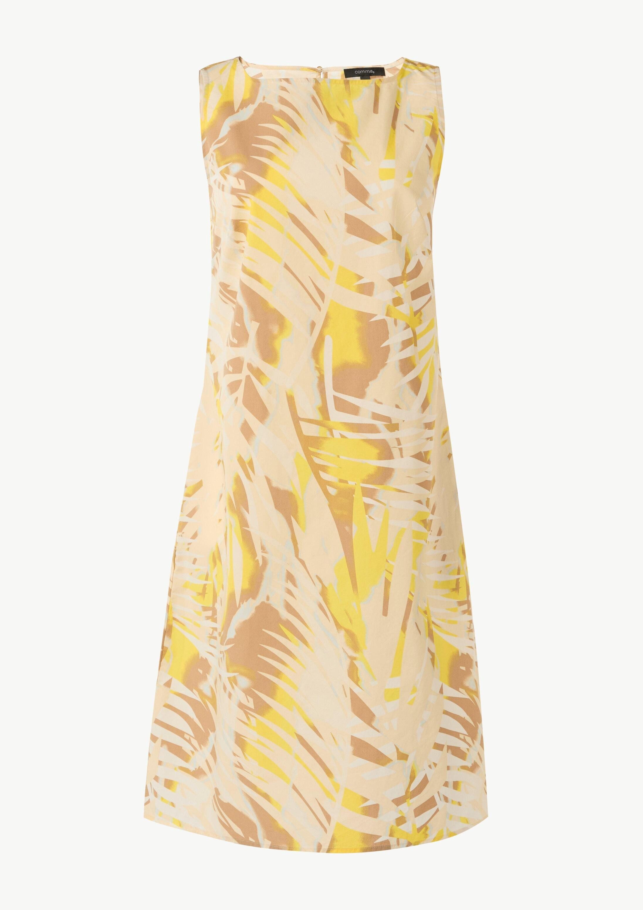 comma Minikleid Kleid Gemustertes Baumwollkleid im Relaxed Fit