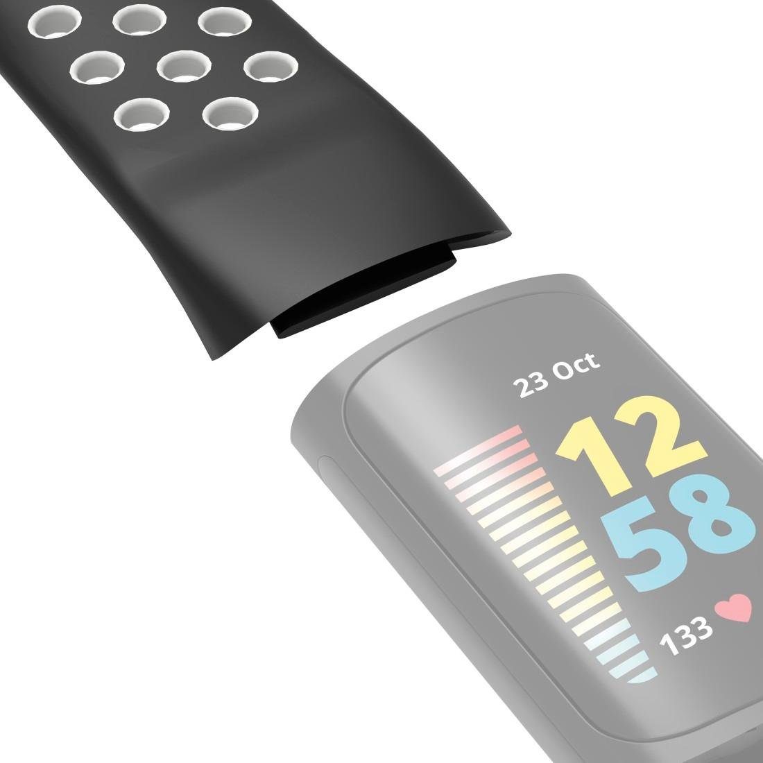 Hama Smartwatch-Armband Sportarmband für atmungsaktives Uhrenarmband Fitbit schwarz Charge 5