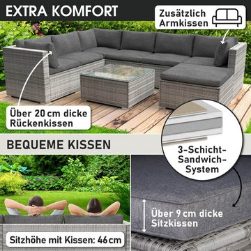 BRAST Gartenlounge-Set Luxus für 6 Personen inkl. extra Dicke Kissen, TÜV geprüft Outdoor Loungemöbel Sitzgruppe Essgruppe Garnitur