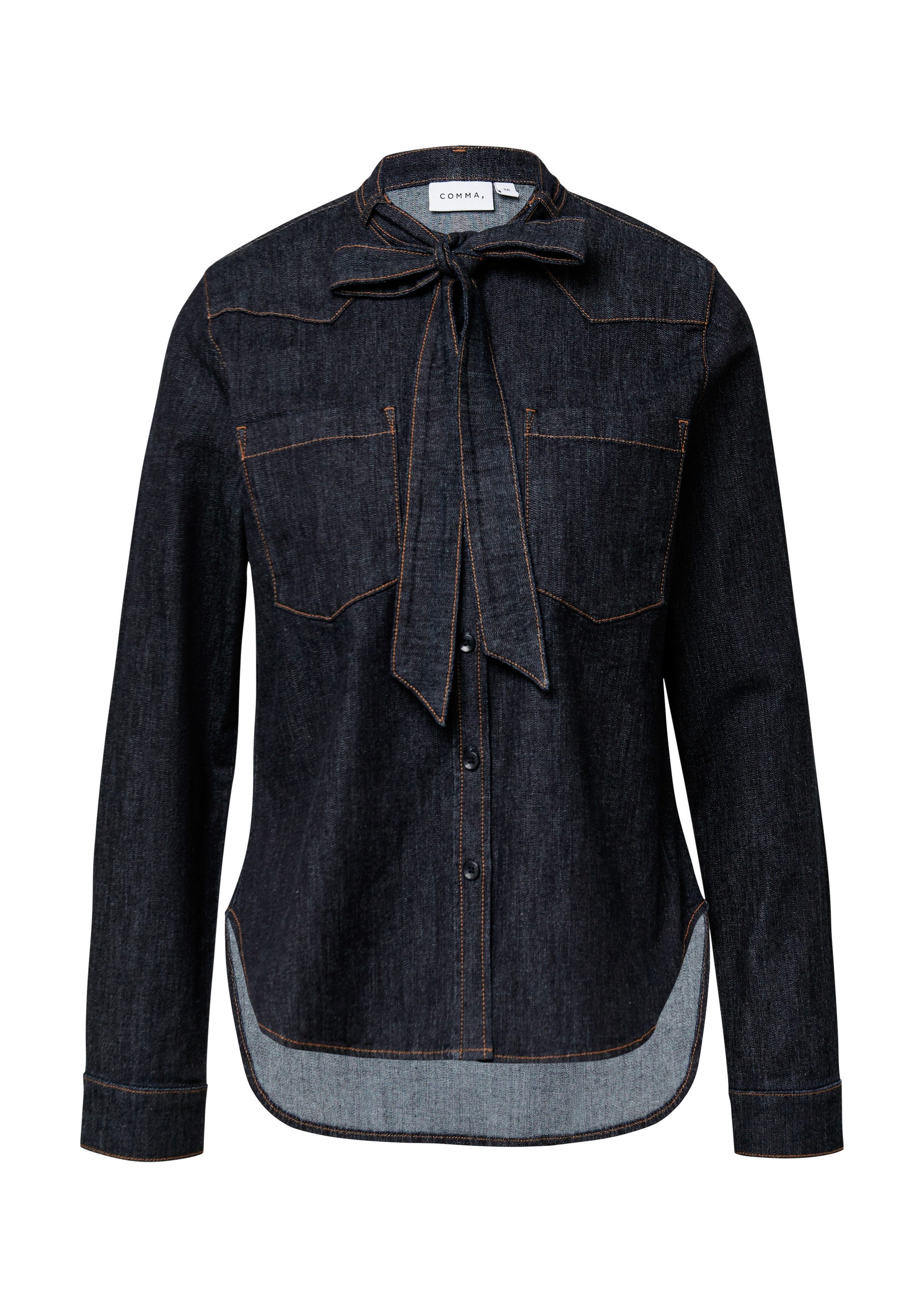 comma Langarmbluse Bluse Weiches Denimhemd mit Schluppe günstig online kaufen