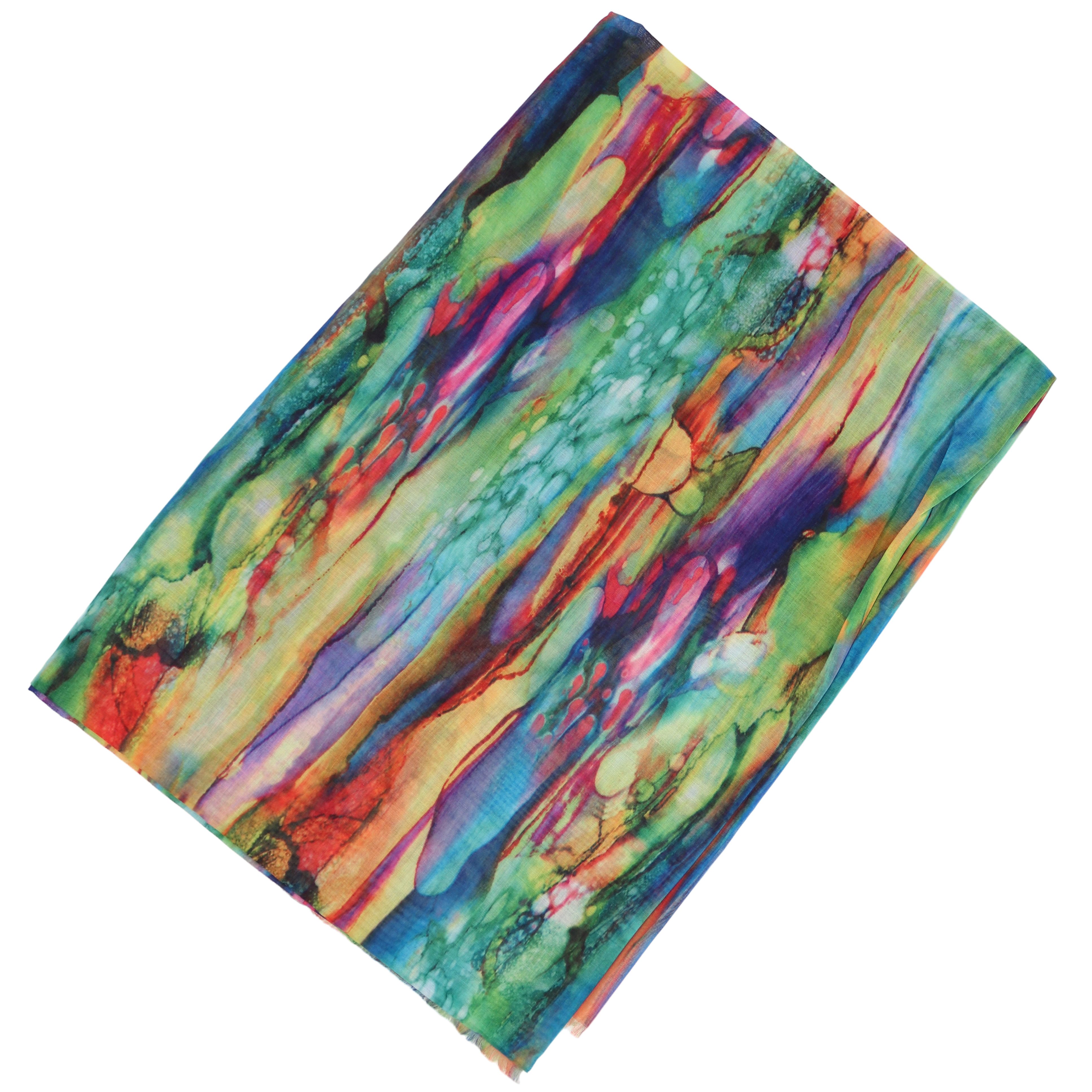 MIRROSI Modeschal Weicher & Leicht Großes Schal, ca.75x180cm, Regenbogen Print, (aus 100% Viskose, Atemberaubende Designs), Damen Halstuch Stola ideal für Frühl – Bild 3 von 3