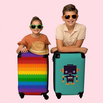 NoBoringSuitcases.com© Kinderkoffer Regenbogen - Blöcke - Jungen - Kinder - Design 55x35x20cm, 4 Rollen, Reisetasche mit rollen, Handgepäck für Ferien, Kindertrolley, Koffer