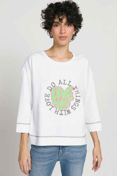 Gina Laura Sweatshirt Sweatshirt Print Rundhals 3/4-Ärmel Boxy Fit