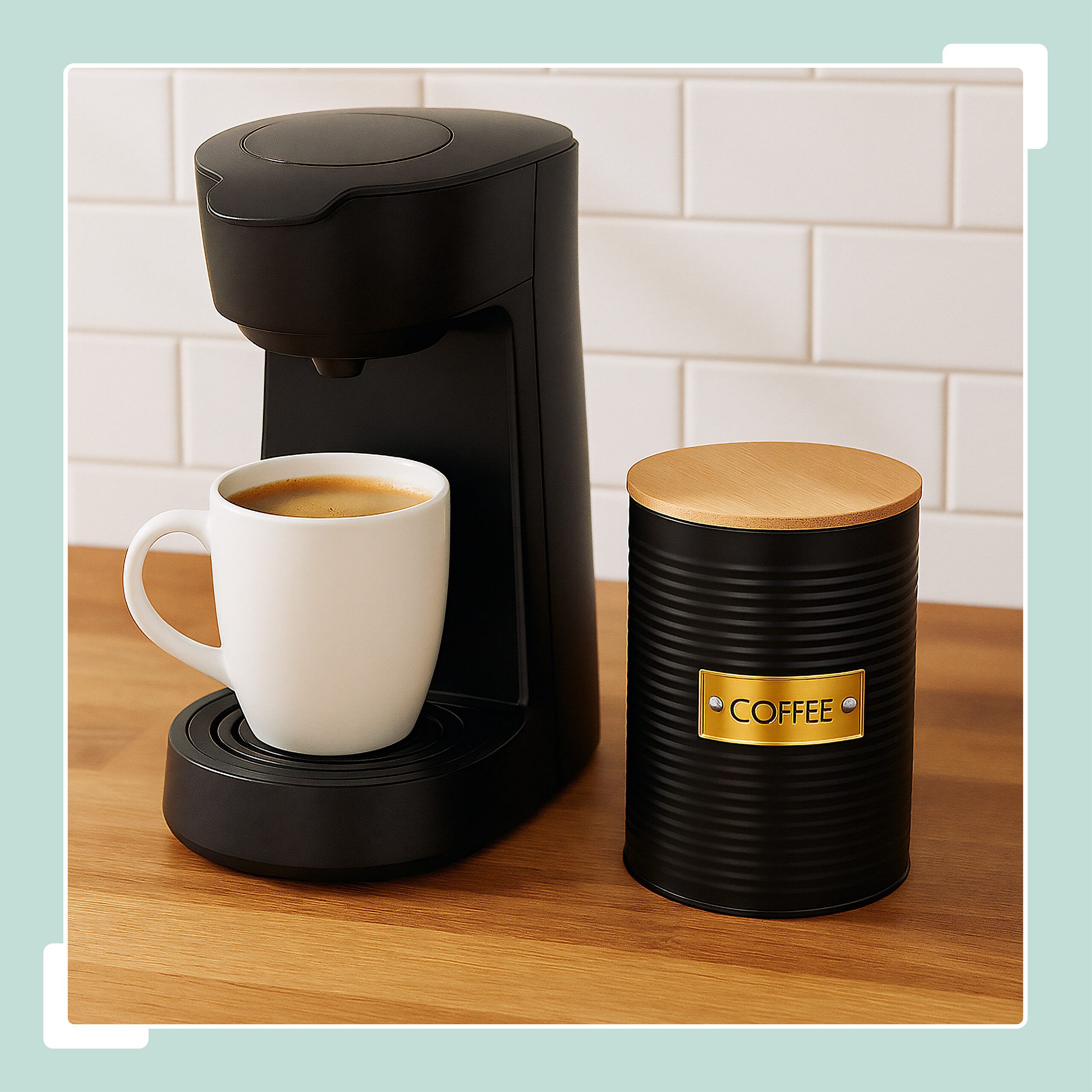 relaxdays Kaffeedose mit Bambusdeckel, Stahl, 2er Pack