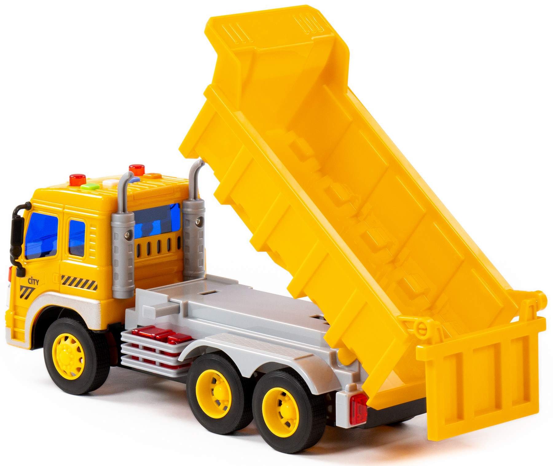Polesie Spielzeug-Kipper Muldenkipper LKW CITY gelb Schwungrad Licht Sound günstig online kaufen