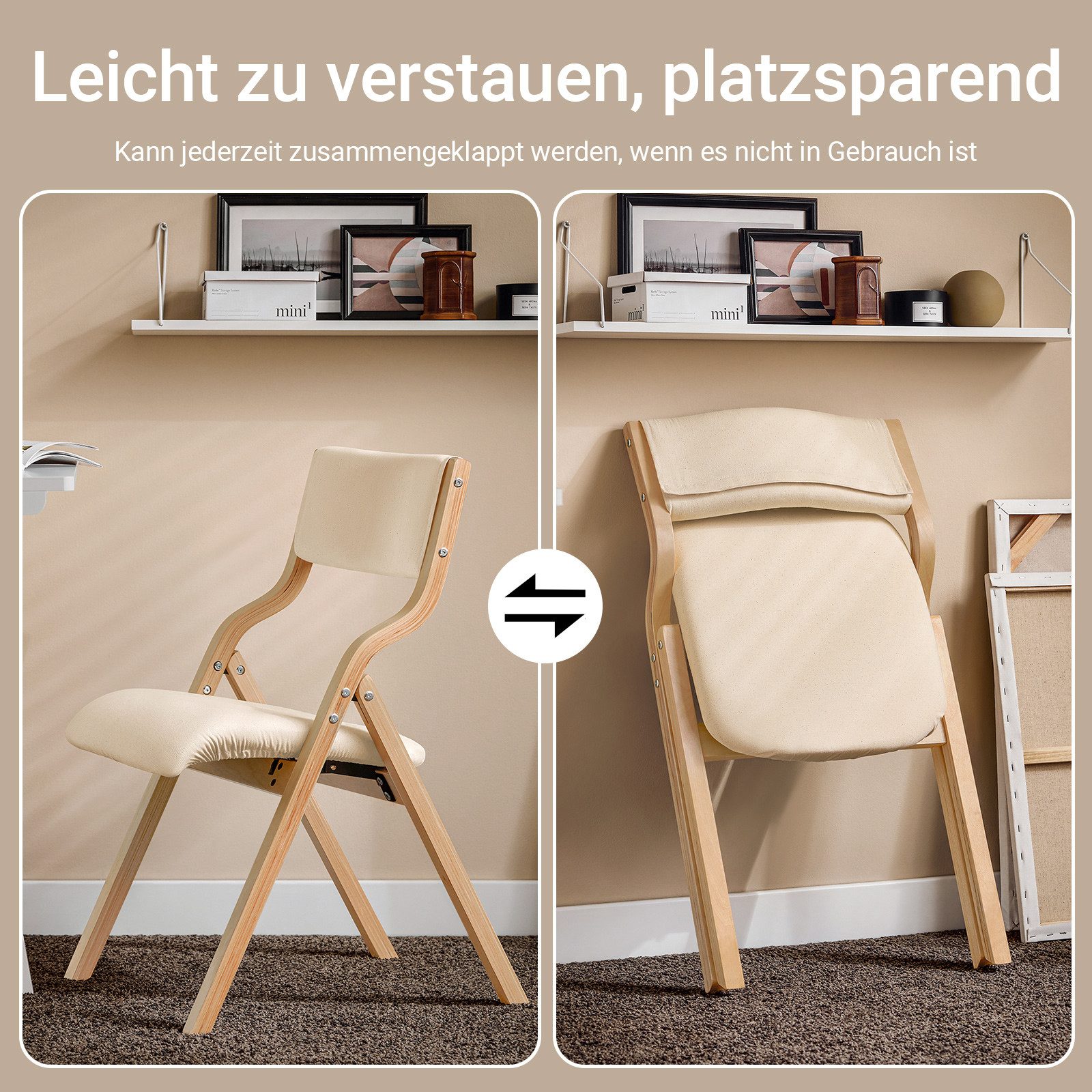 SoBuy Klappstuhl FST40, Küchenstuhl, Esszimmerstuhl, Holzstuhl, Faltbar, Küche, Büro, Küchenstuhl mit gepolsterter Sitzfläche und Lehne