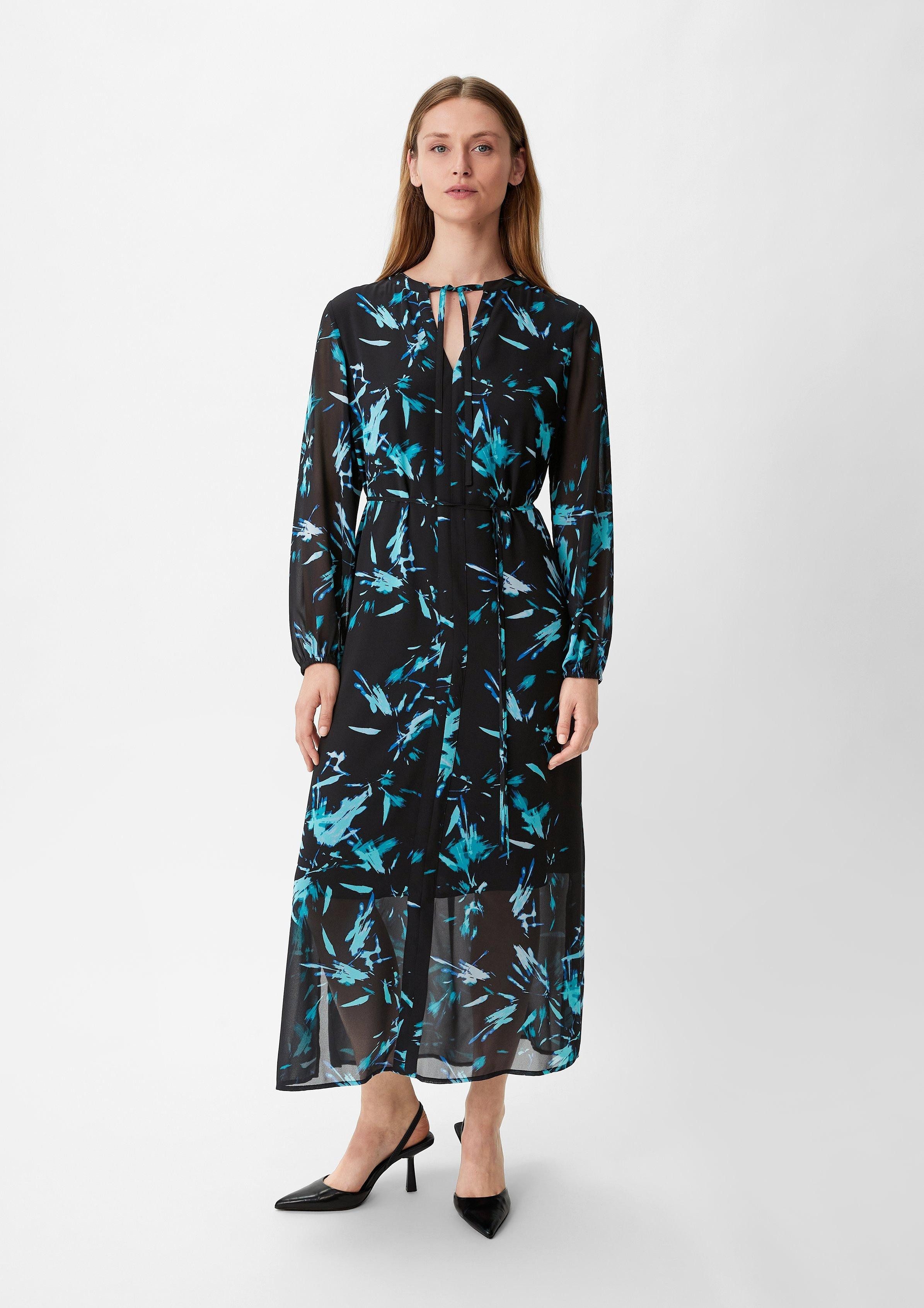 Maxikleid Chiffonkleid mit Stoffgürtel