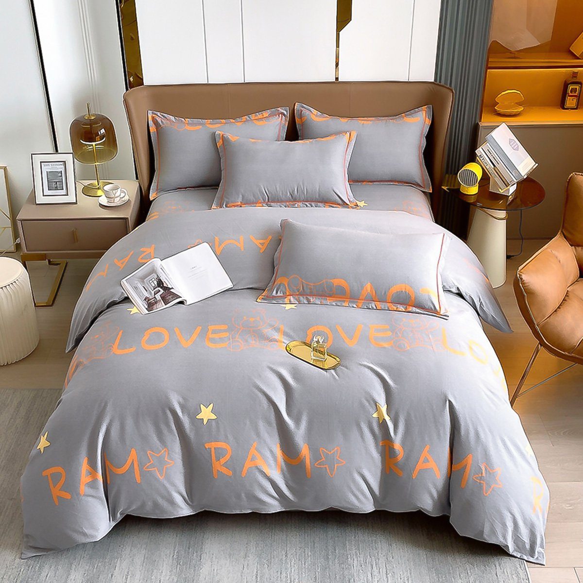 Partnerbettwäsche Bettwäsche Hochwertige Luxus, aus Baumwolle 155 x 200cm,  Greensky, Renforcé, 3 teilig, mit Reißverschluss, Modern Romantische