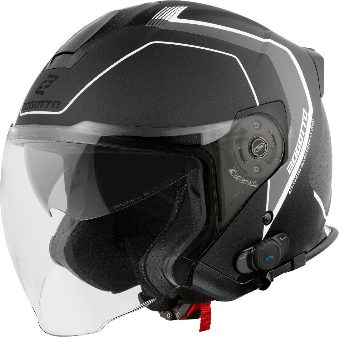 Bogotto Motorradhelm H586 BT Illus Bluetooth Jethelm, Integriertes Kommunikationssystem,geeignet Für Brillenträger,hera