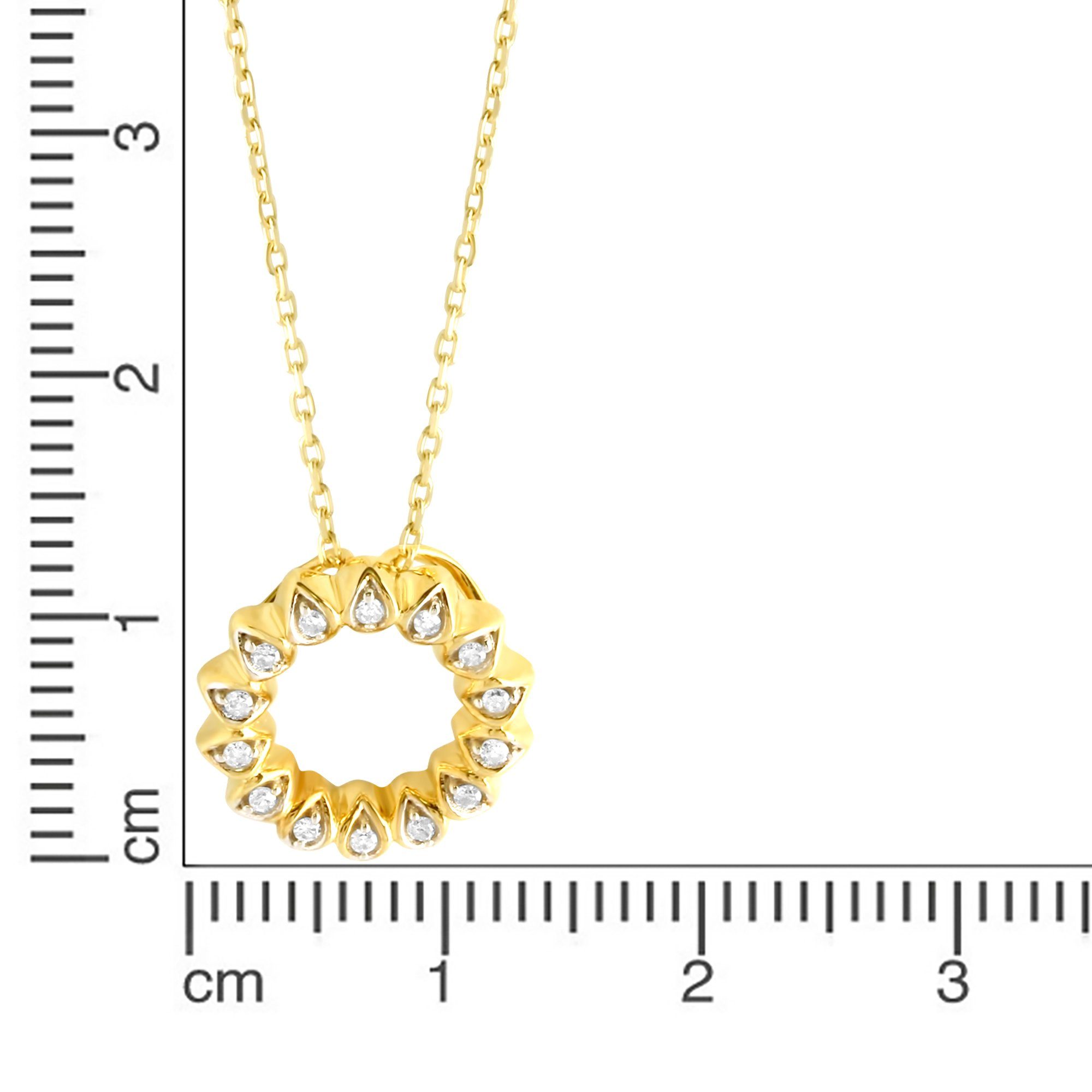 gelb mit by Ellen 375 Gold Diamant 0,10ct. zweifarbig Kette Anhänger K. Diamonds