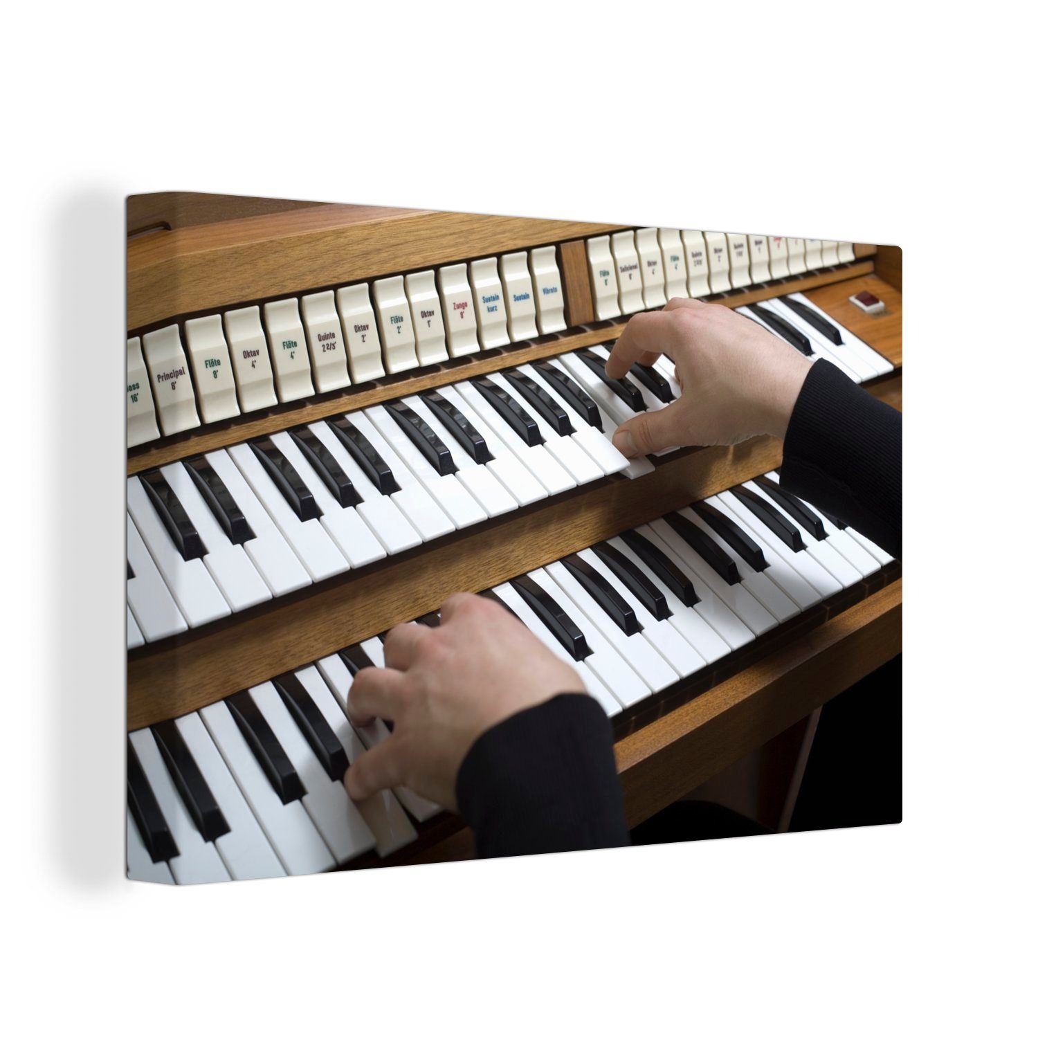 OneMillionCanvasses® Leinwandbild Mann spielt Orgel, (1 St), Wandbild Leinwandbilder, Aufhängefertig, Wanddeko, 30x20 cm