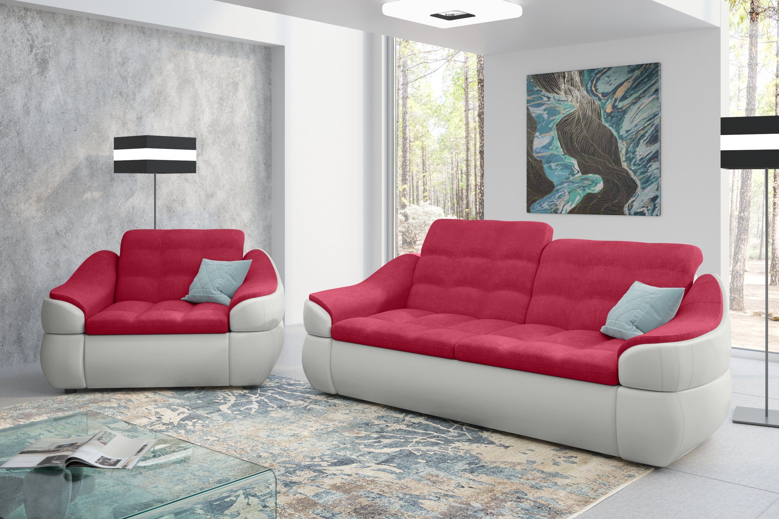 Modern (2-tlg), Alisa, und in Design, Polstergarnitur Sessel, Stylefy made 2-Sitzer (Set Sofa aus bestehend Europa