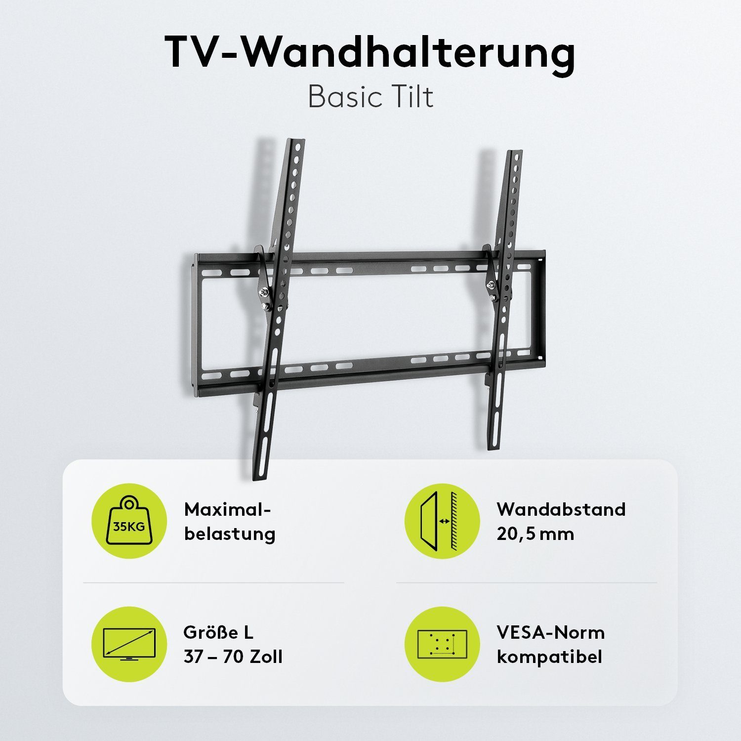 kg Traglast 8° 35 Schwarz) Basic TILT / TV-Wandhalterung Zoll, (bis neigbar (L) Zubehör, inkl. TV-Wandhalterung, Goobay 70,00 /