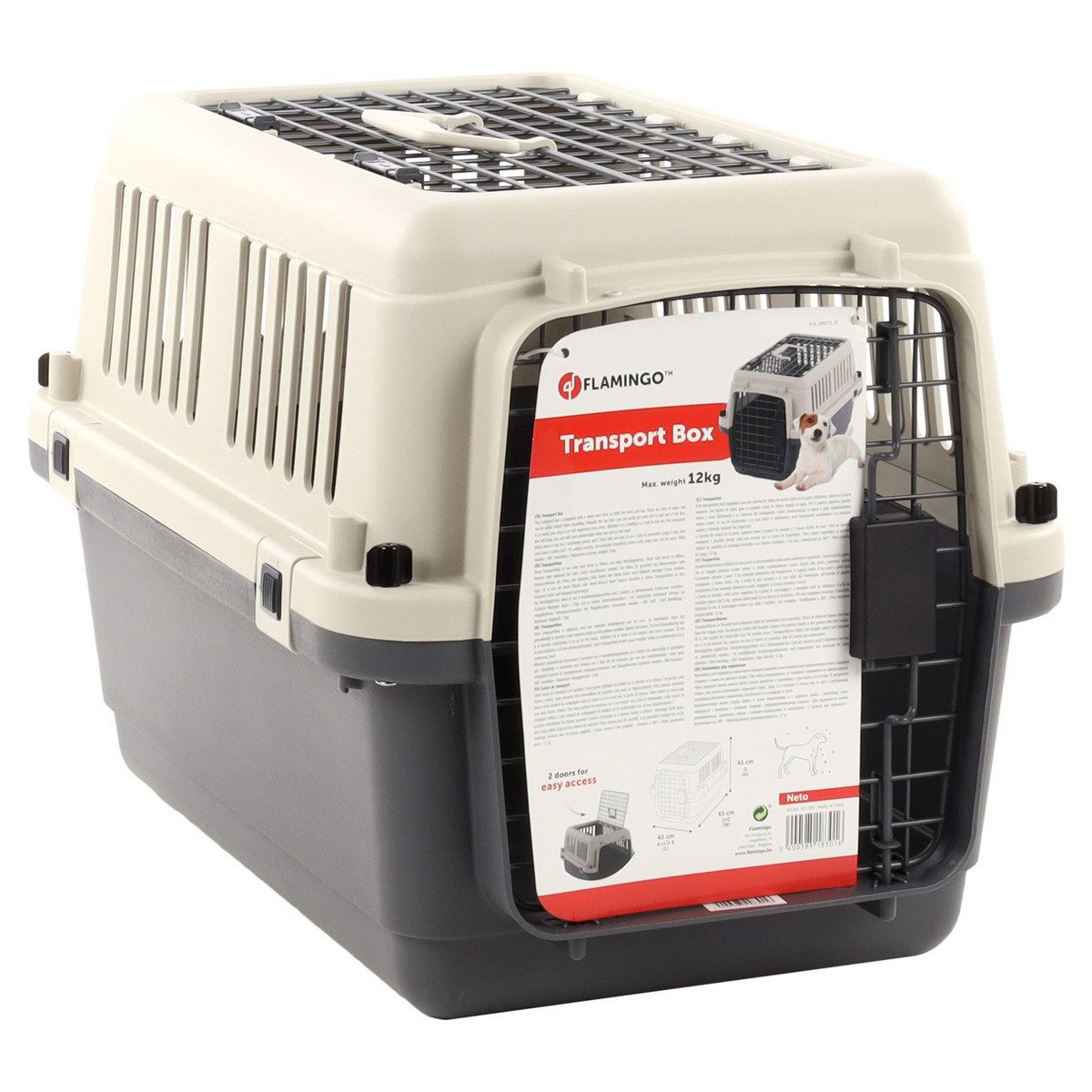 Flamingo Tiertransportbox Transportkäfig Neto grau für Katzen