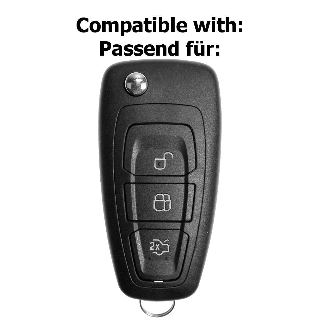 mt-key Schlüsseltasche Autoschlüssel Softcase Fiesta für S-Max Ford Lila, Focus Silikon Tasten Klappschlüssel Schutzhülle Mondeo Transit 3