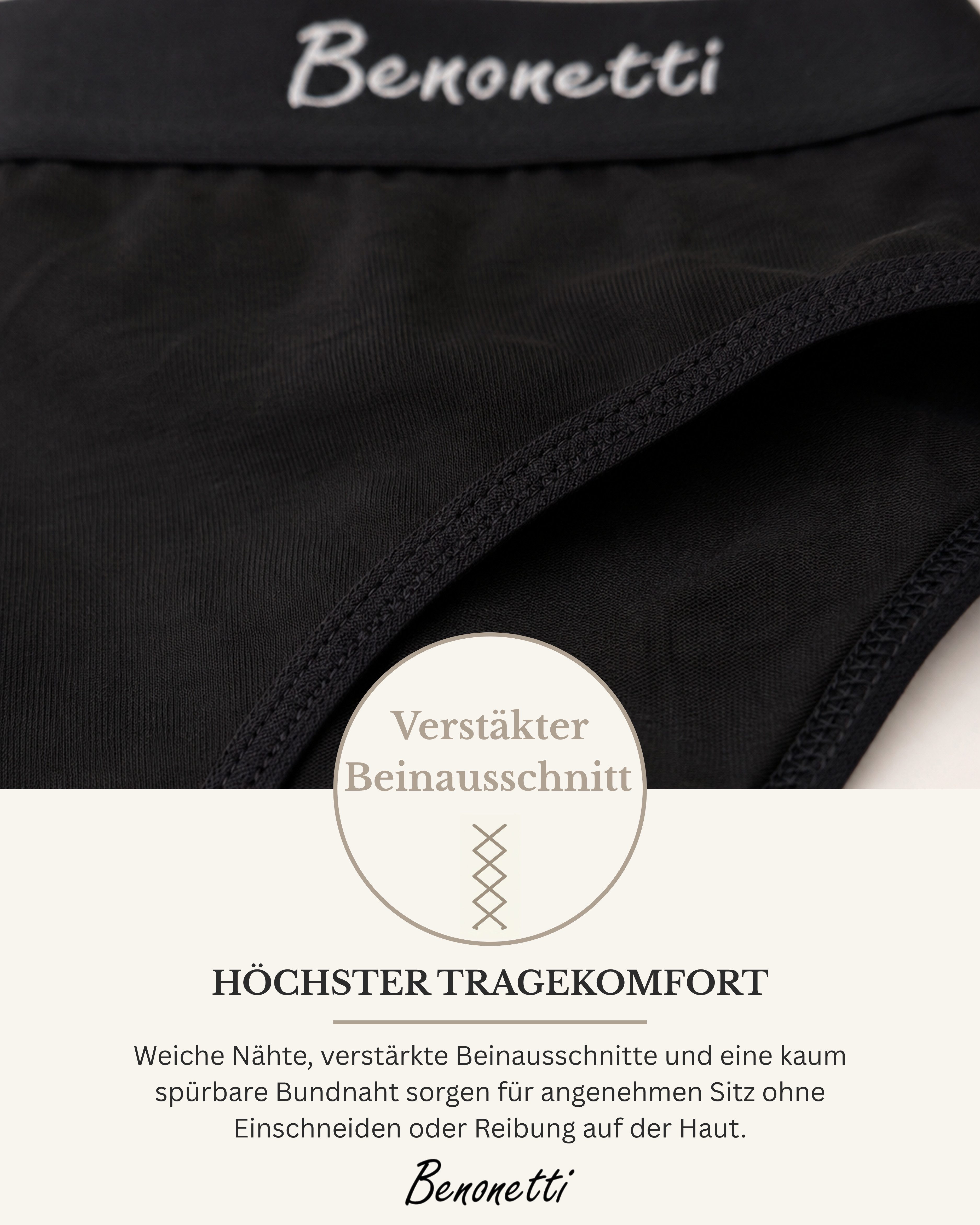 Benonetti Slip Damen 3er Pack aus Baumwolle und bequemer Passform (3er Set, 3er-Pack) Elastisch und bequemer Bund mit Logo, Elastikbund – Bild 5 von 5