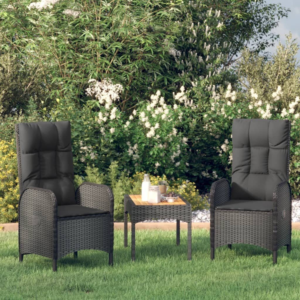 vidaXL Gartenstuhl Gartenstühle 2 Stk. Poly Rattan Schwarz (2 St)