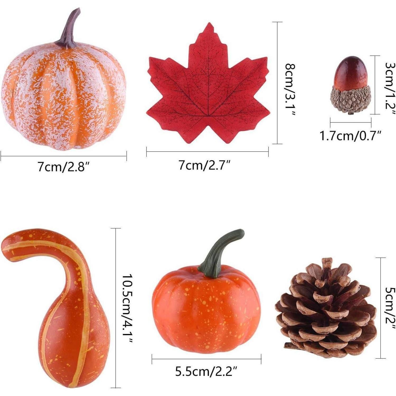 Kunstzweig Herbst Dekoration Kit Kürbisse Tannenzapfen Eicheln für Party, LuxusKollektion
