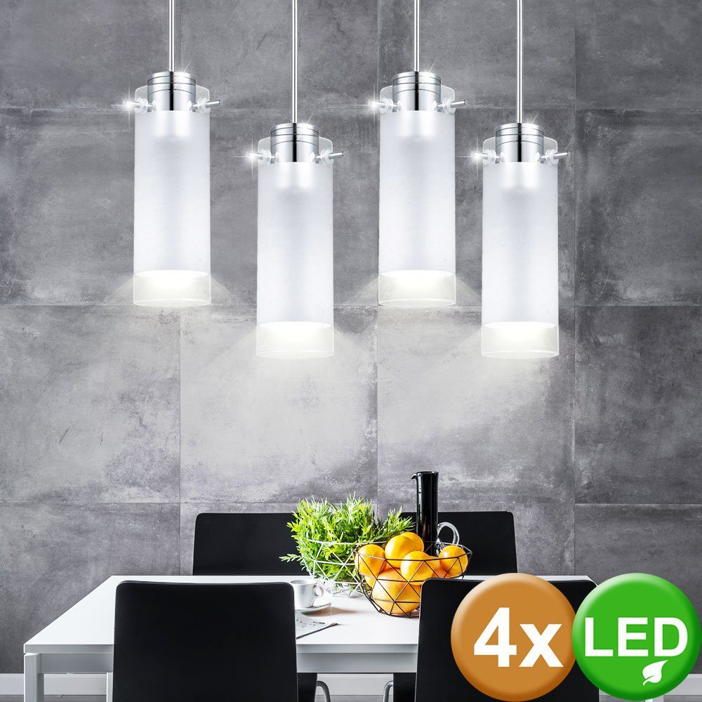 etc-shop Pendelleuchte, 4er Set LED Pendel Lampen Chrom Decken Hänge  Beleuchtung Wohn Zimmer Glas Leuchten satiniert online kaufen | OTTO