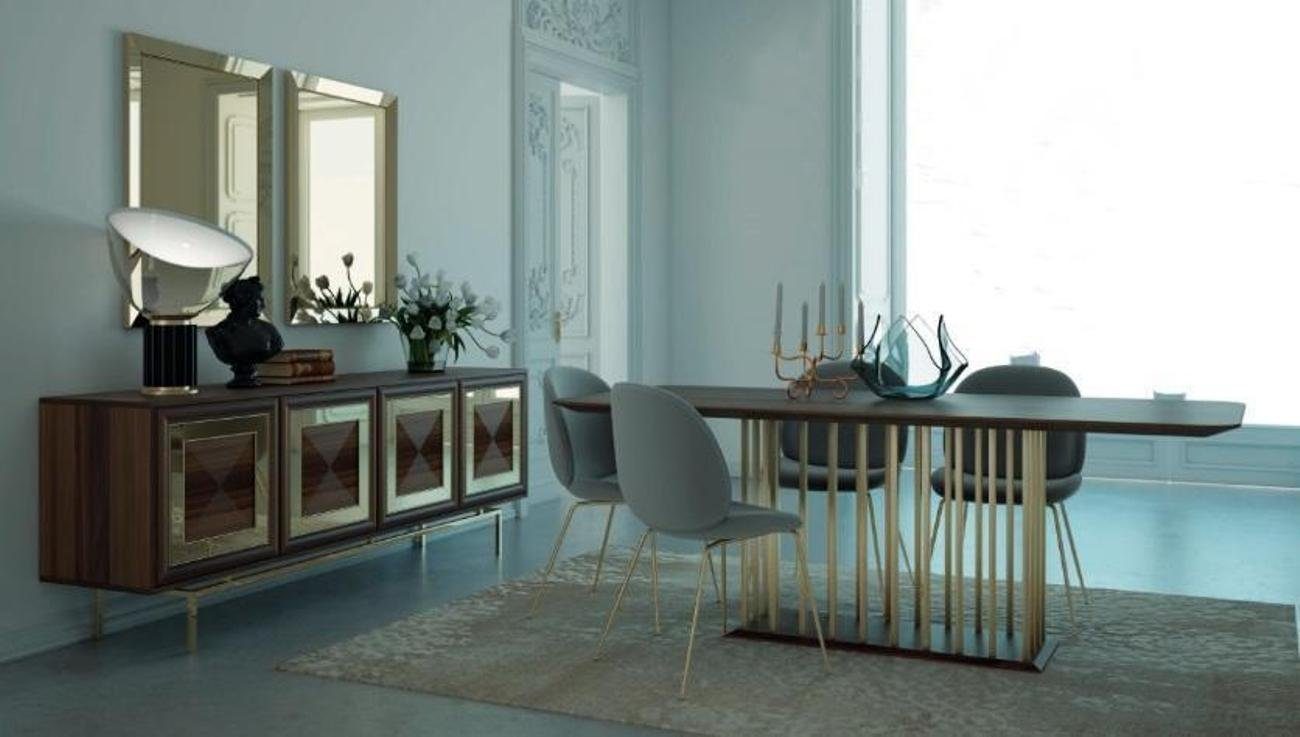 Sideboard), Esstisch Set Stühle Design 4x + Stuhl (5-St., 4x Made Möbel JVmoebel ohne in Esszimmer 5tlg Esstisch Tisch, Holz luxuriös 1x Europa Esszimmer-Set