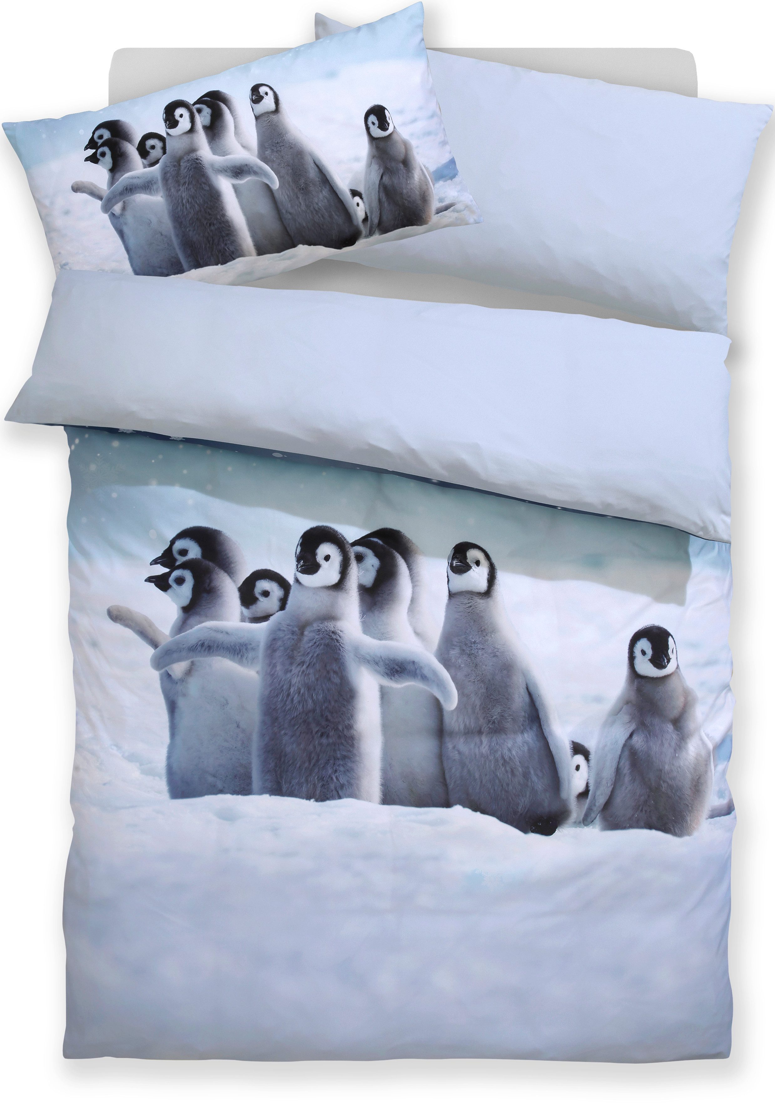 OTTO home Bettwäsche Lyki, Microfaser, 2 teilig, ab Größe 135x200 cm, 100% Polyester, Katze, Pferd, Löwe, Pinguin