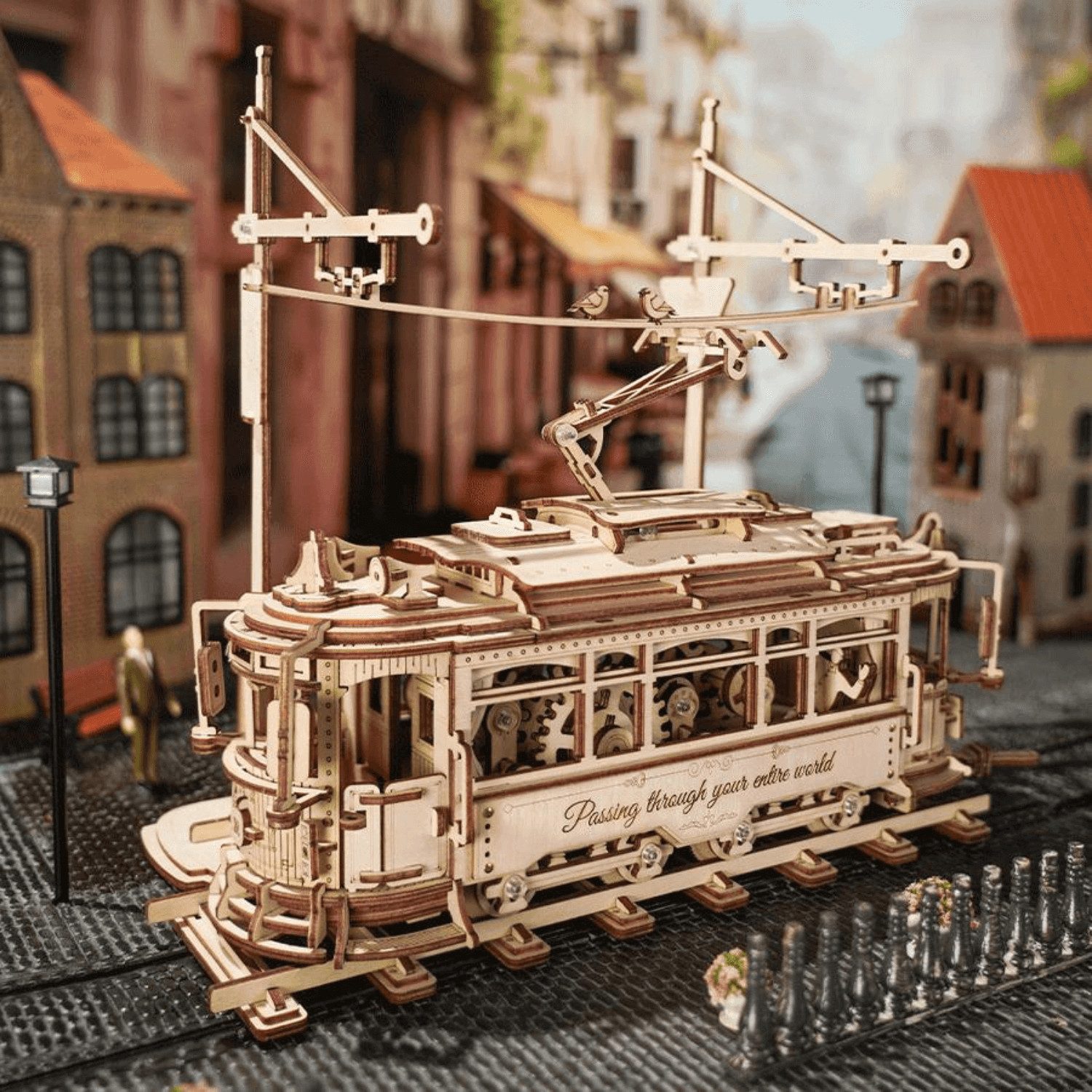 Puzzle Robotime Classic City Tramcar Mechanisches Holzpuzzle