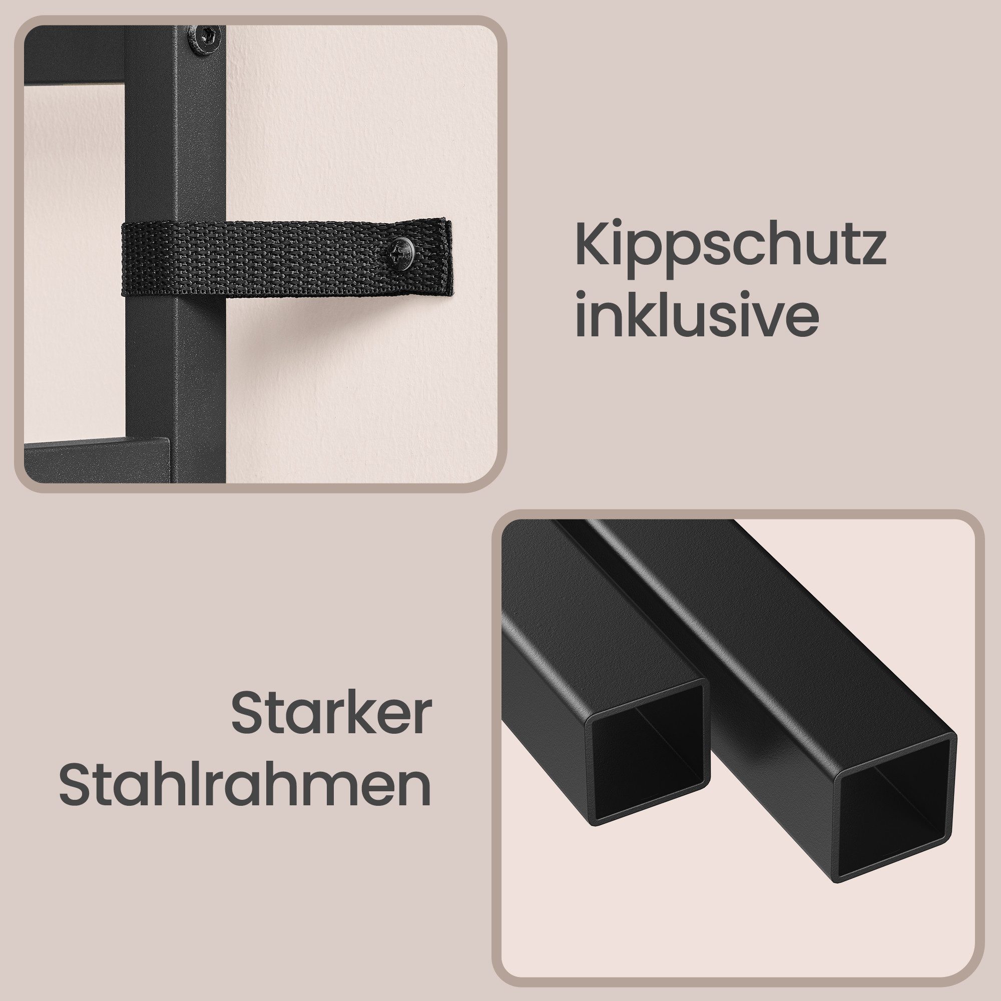SONGMICS Konsolentisch Flurtisch mit 2/3 Stoffschubladen und 2 Gitterablagen, 76,7 x 30 x 78,7 cm, für Wohnzimmer und Eingangsbereich, Beistelltisch – Bild 5 von 5