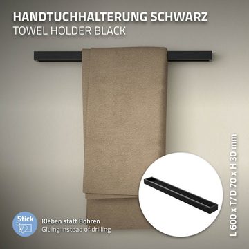 ML-DESIGN Handtuchhalter Badetuchhalter Handtuchstange Wandhalter, ohne Bohren 60cm Schwarz Stahl Wandmontage zum kleben Modern