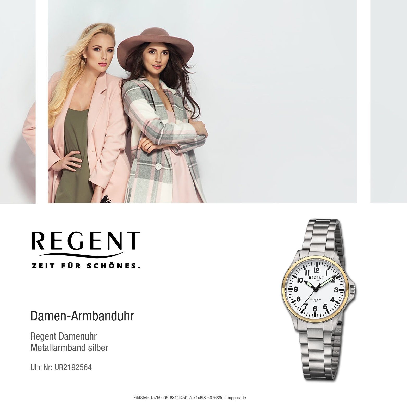 Armbanduhr Damen (ca. rund, Metallarmband Armbanduhr Regent groß Regent Damen 32mm), extra Analog, Quarzuhr