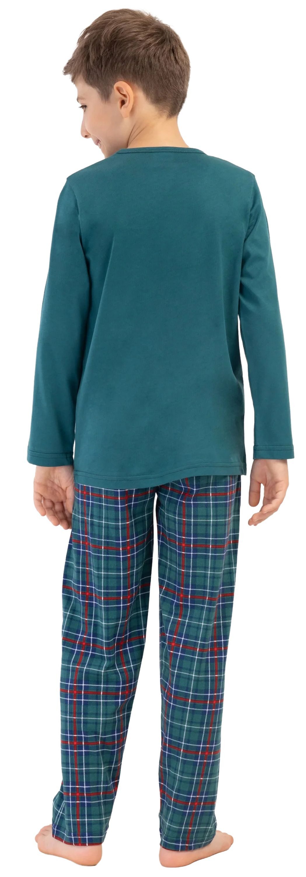Vienetta Schlafanzug Kids (Set, 2 tlg., 2-teilig) Jungen Pyjama lang Langarm Baumwolle Karomuster