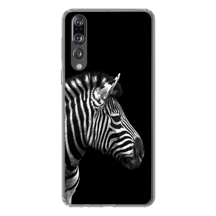 MuchoWow Handyhülle Zebra - Schwarz - Weiß - Porträt - Tiere Handyhülle Huawei P20 Pro Handy Case Silikon Bumper Case