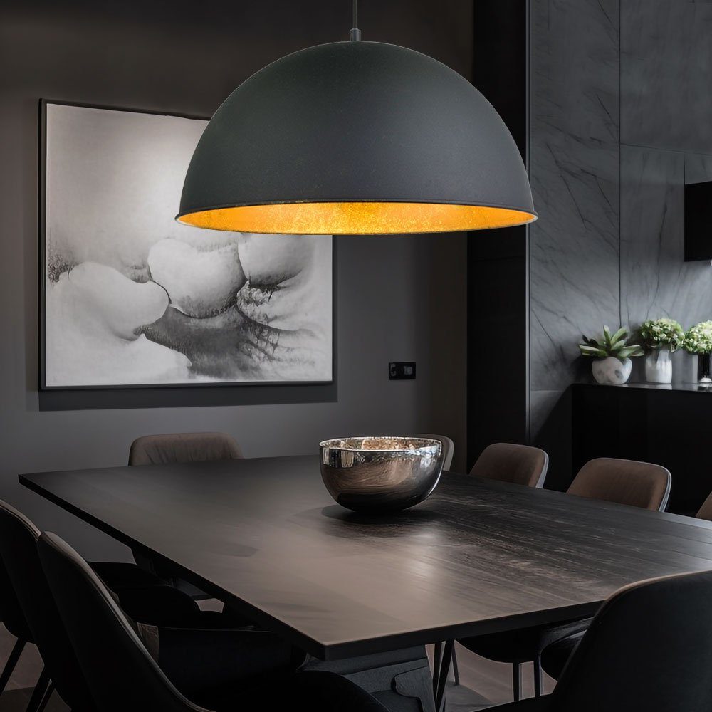 etc-shop Hängeleuchte, Leuchtmittel inklusive, Warmweiß, Pendel Leuchte Hänge Lampe Beleuchtung schwarz gold