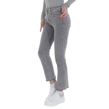 Ital-Design 7/8-Jeans Damen Freizeit Used-Look Stretch Bootcut Jeans in Grau