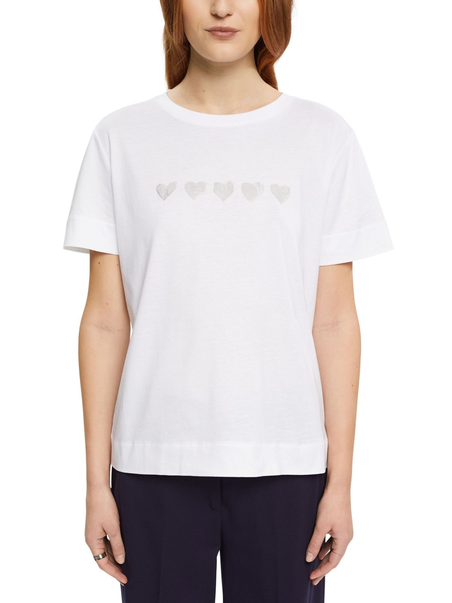 Esprit Collection T-Shirt (1-tlg) auf Brusthöhe WHITE mit NEW T-Shirt Print