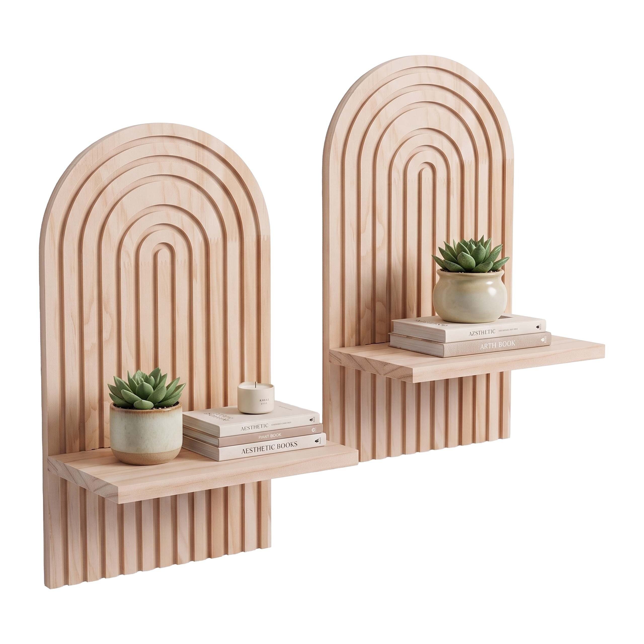 relaxdays Wandregal Boho 2er Set, 2-tlg., natur