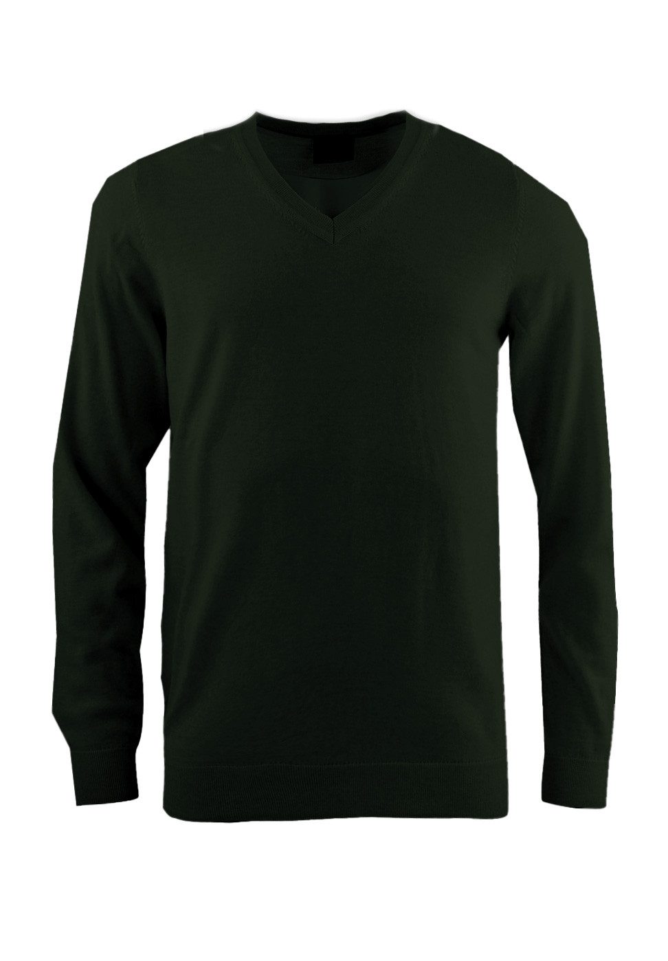 V-Ausschnitt-Pullover Pullover - Merino - Casual Fit - V-Ausschnitt - Einfarbig - Dunkelgrün