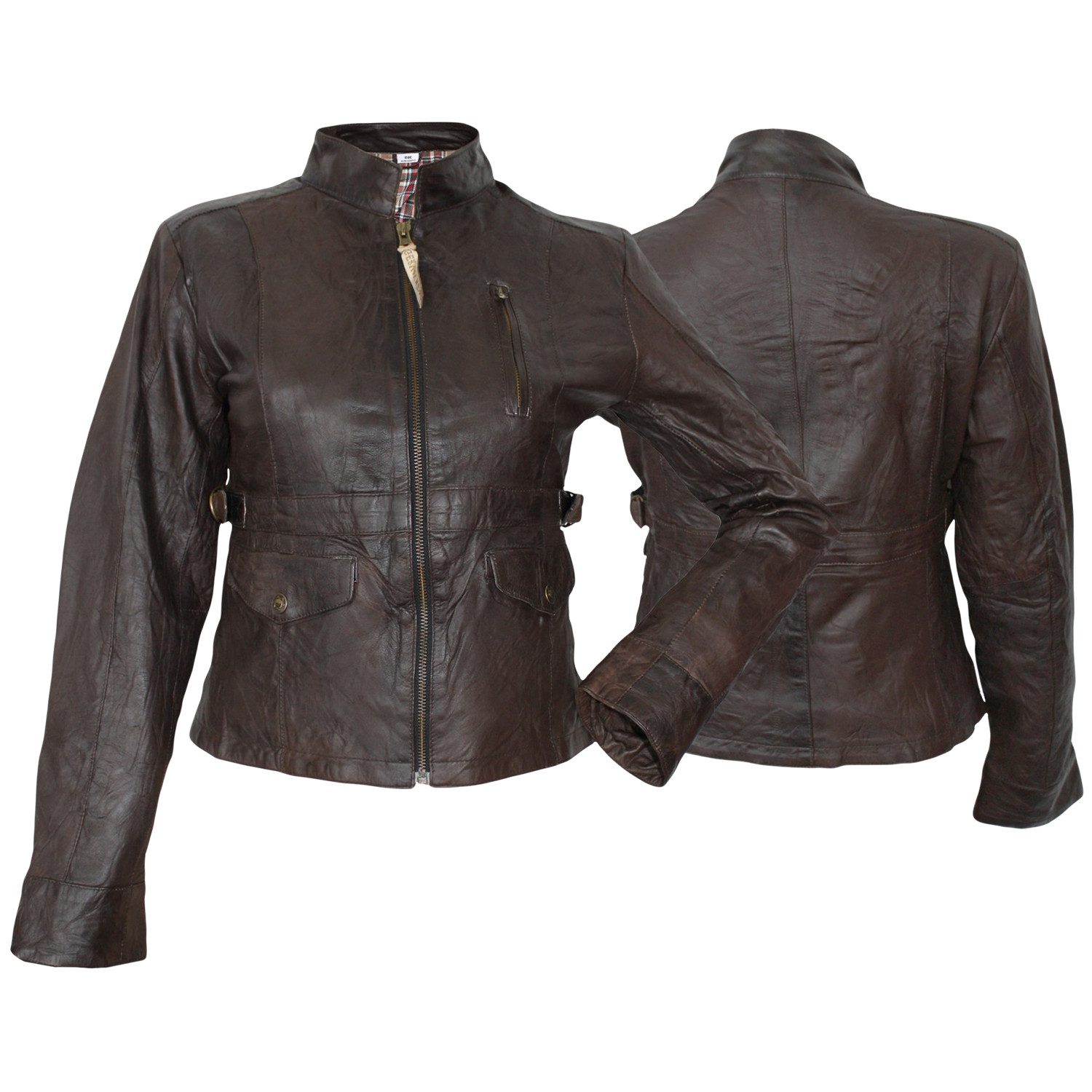 German Wear Lederjacke Trend 406J Damen Lederjacke Jacke aus Lamm Nappa Leder Braun