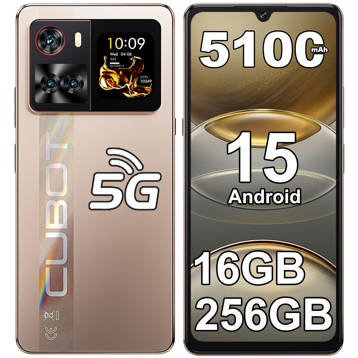 Cubot X100 16GB RAM+256GB ROM 5G Smartphone (17,47 cm/6.88 Zoll, 256 GB Speicherplatz, 64 MP Kamera, Android 15, 5100mAh, 6.88" HD+ 120Hz, NFC, GPS, Face Unlock)