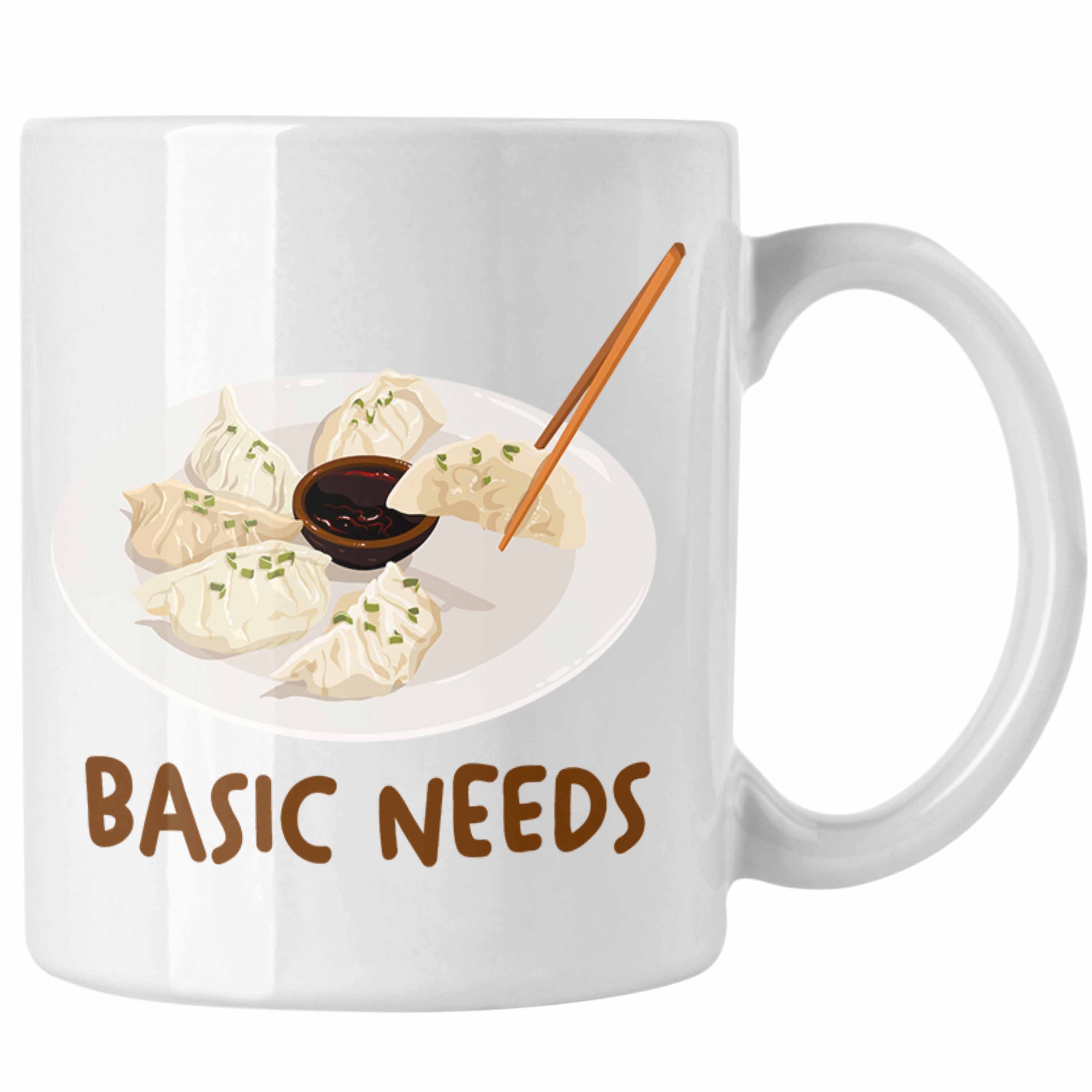 Trendation Tasse Trendation - Dumpling Tasse Geschenk Gyozas Asiatisch Sushi Liebhaber Geschenkidee Basic Needs Weiss