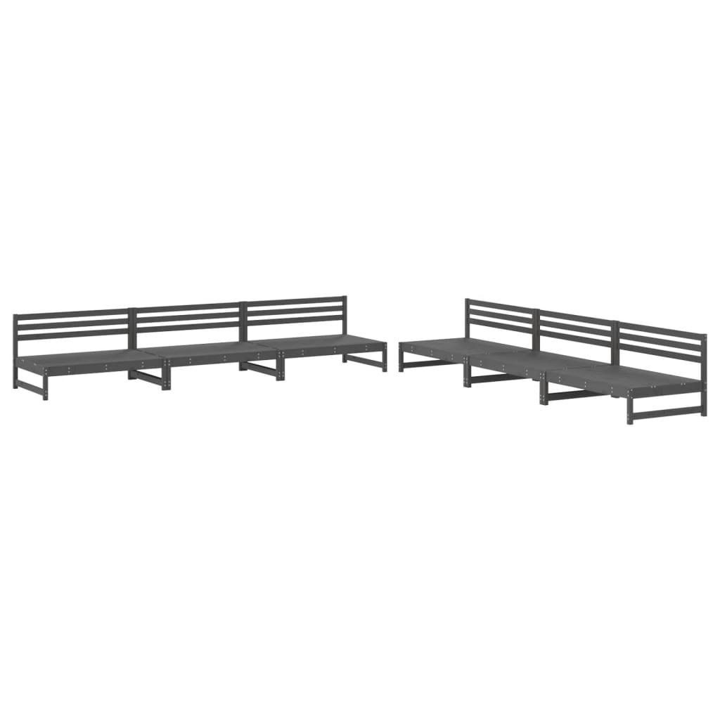 vidaXL Gartenlounge-Set 6-tlg. Garten-Lounge-Set Grau Massivholz Kiefer, (6-tlg)