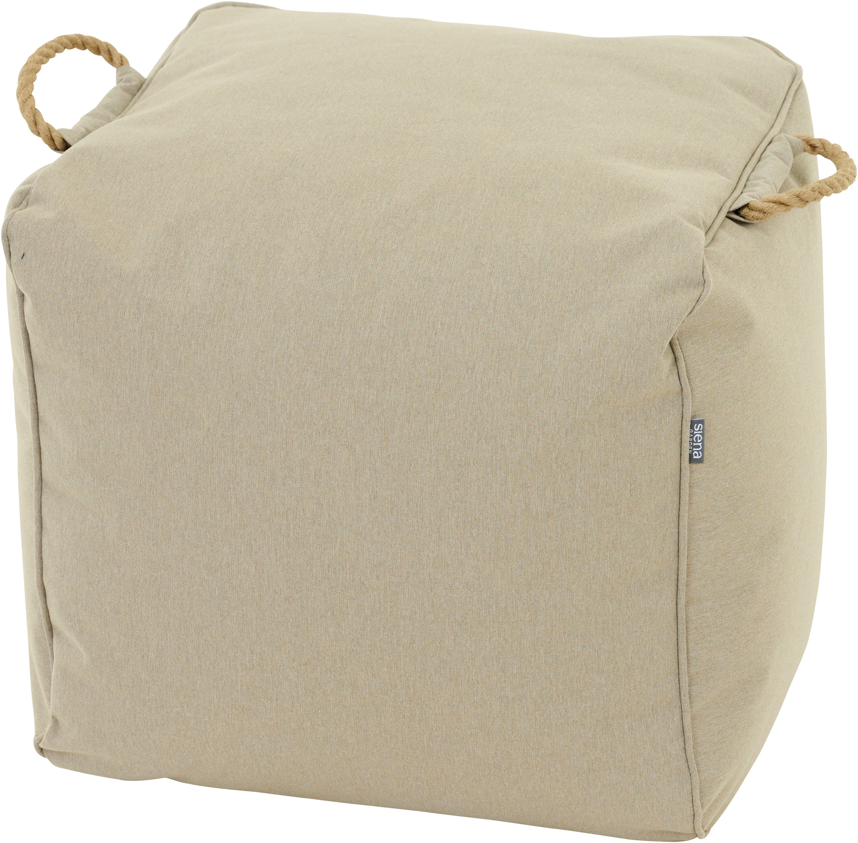 Siena Garden Sitzhocker Integral Hocker 46 x 48 x 46 cm, Farbe walnut, Meliert, Bezug aus 100% Polyester, PE-beschichtet