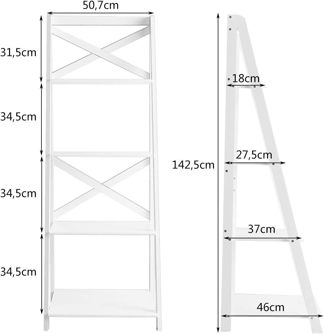KOMFOTTEU Bücherregal Treppenregal, 1-tlg., für Wohnzimmer,Küche günstig online kaufen