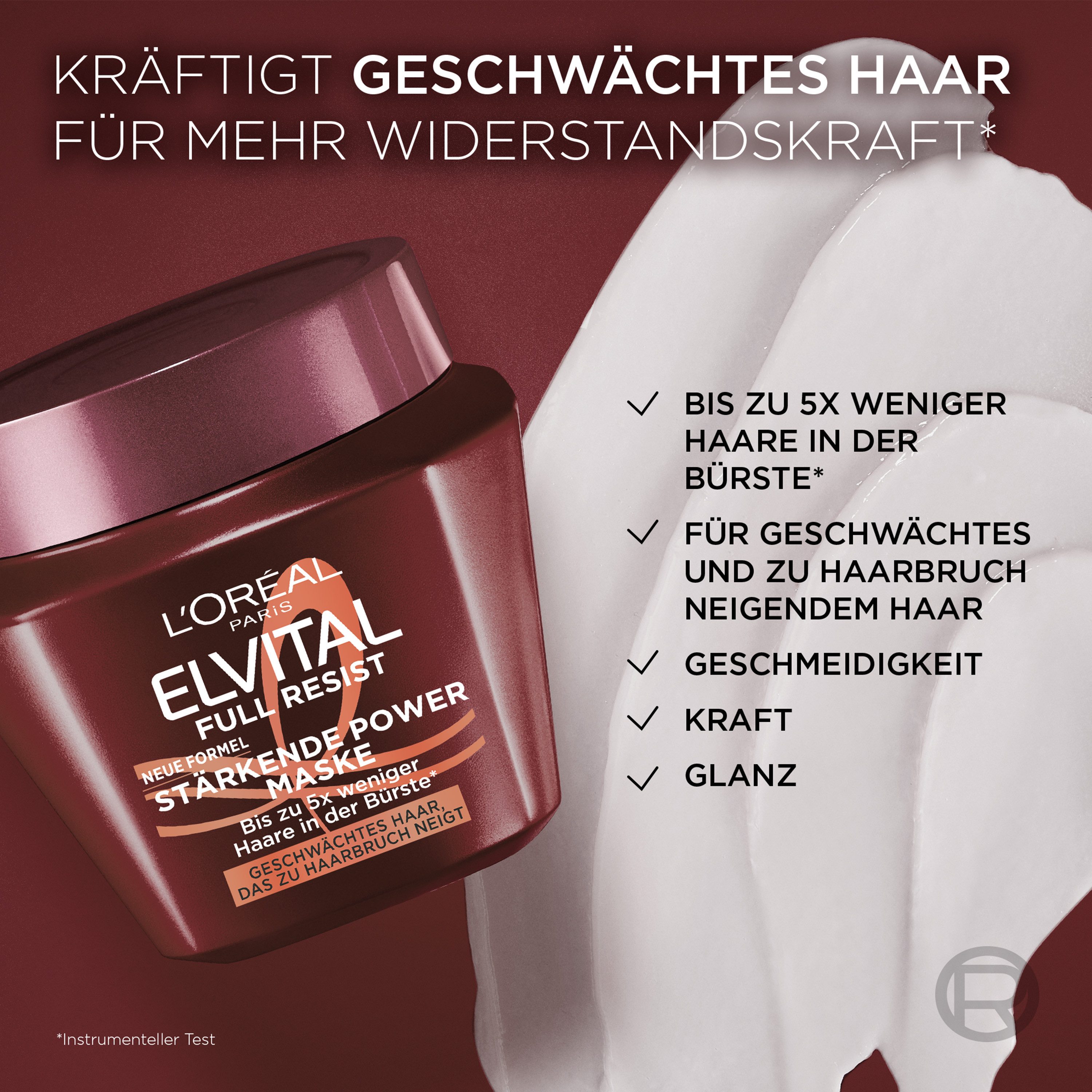 L'ORÉAL PARIS Haarmaske ELVITAL FULL RESIST MASKE, für geschwächtes Haar, das zu Haarbruch neigt