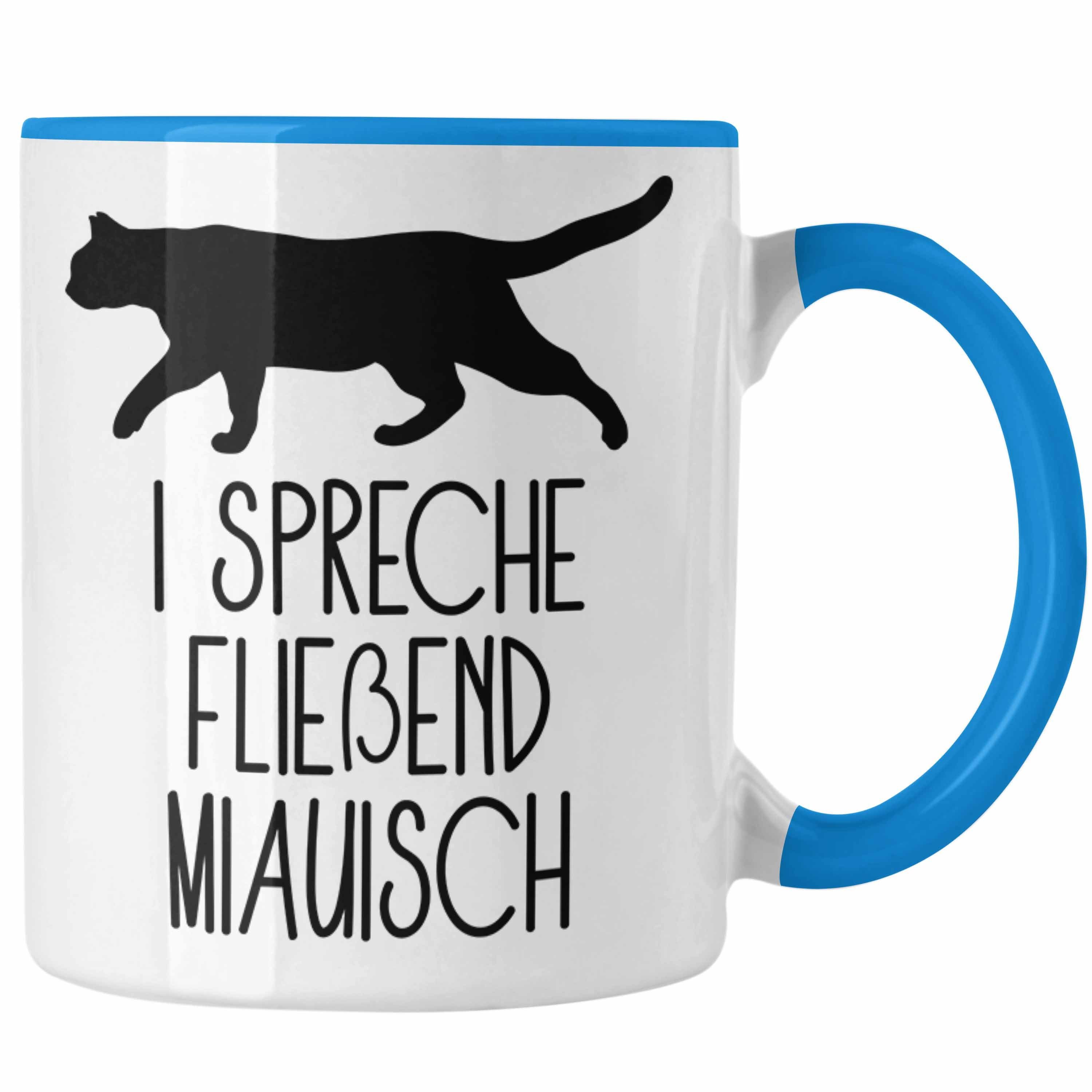 Trendation Tasse Katze Tasse Geschenk Spruch für Papa Geschenkidee Katzen-Mama Blau Katzenli