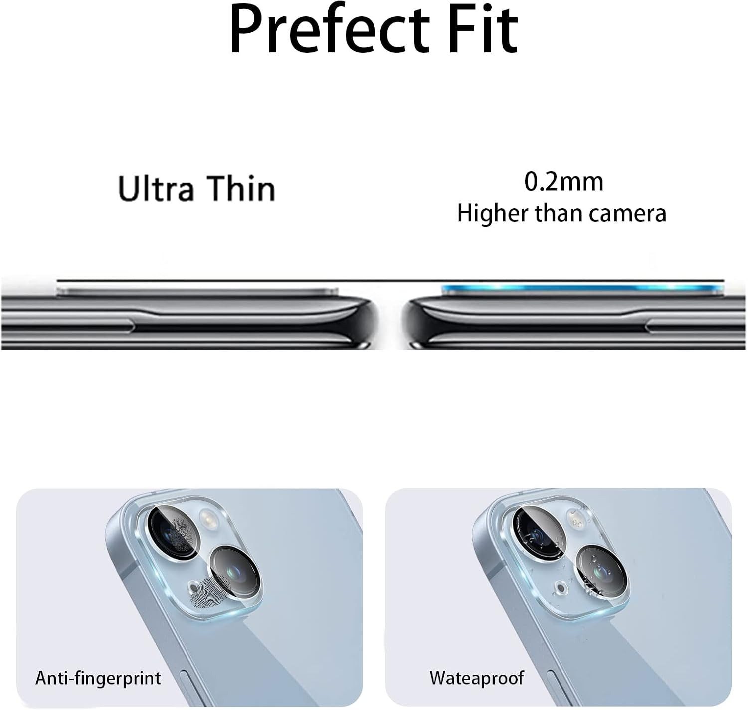 MSM Kameraschutzglas 3X 3D Kameraglas für Apple iPhone 14 / 14 Plus Schutz Panzerfolie KLAR – Bild 3 von 5