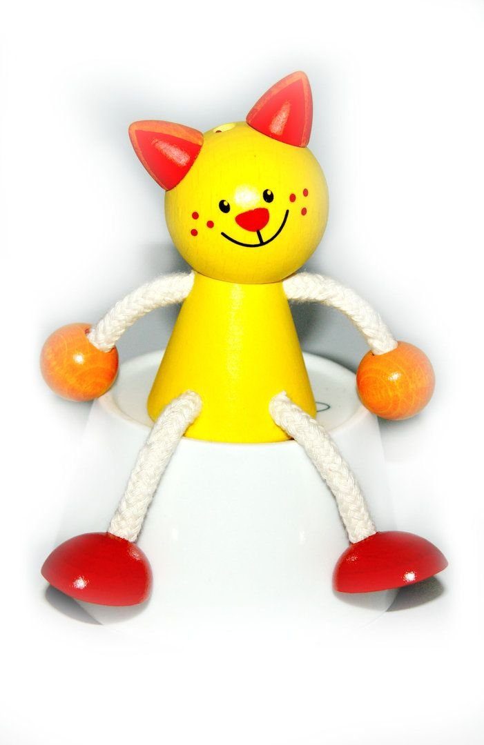 HESS SPIELZEUG Lernspielzeug Holzspielzeug Schwingfigur Katze BxLxH 100x70x130mm NEU